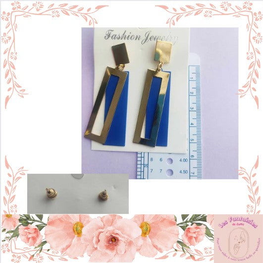 Boucles d'oreilles "Rectangle Bleu"