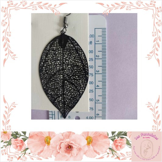 Boucles d'oreilles "Feuilles noires"