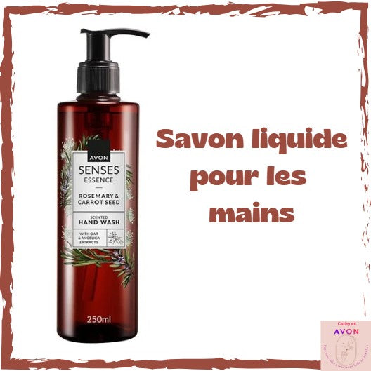 Gamme Avon Senses Romarin & Graines de Carotte – Lotion Mains, Savon Liquide & Spray Ambiance