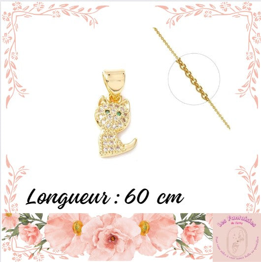 Collier chaine et pendentif Petit Chat