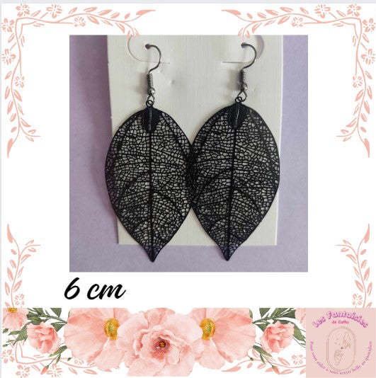 Boucles d'oreilles "Feuilles noires"