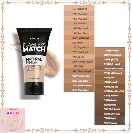 Fond de teint au fini naturel Avon Flawless Match