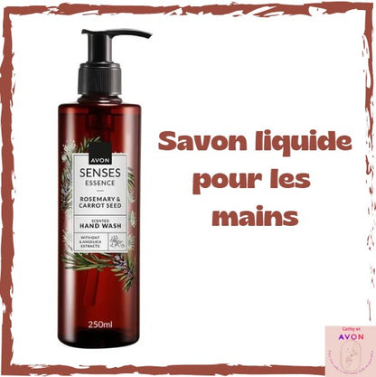 Gamme Avon Senses Romarin & Graines de Carotte – Lotion Mains, Savon Liquide & Spray Ambiance